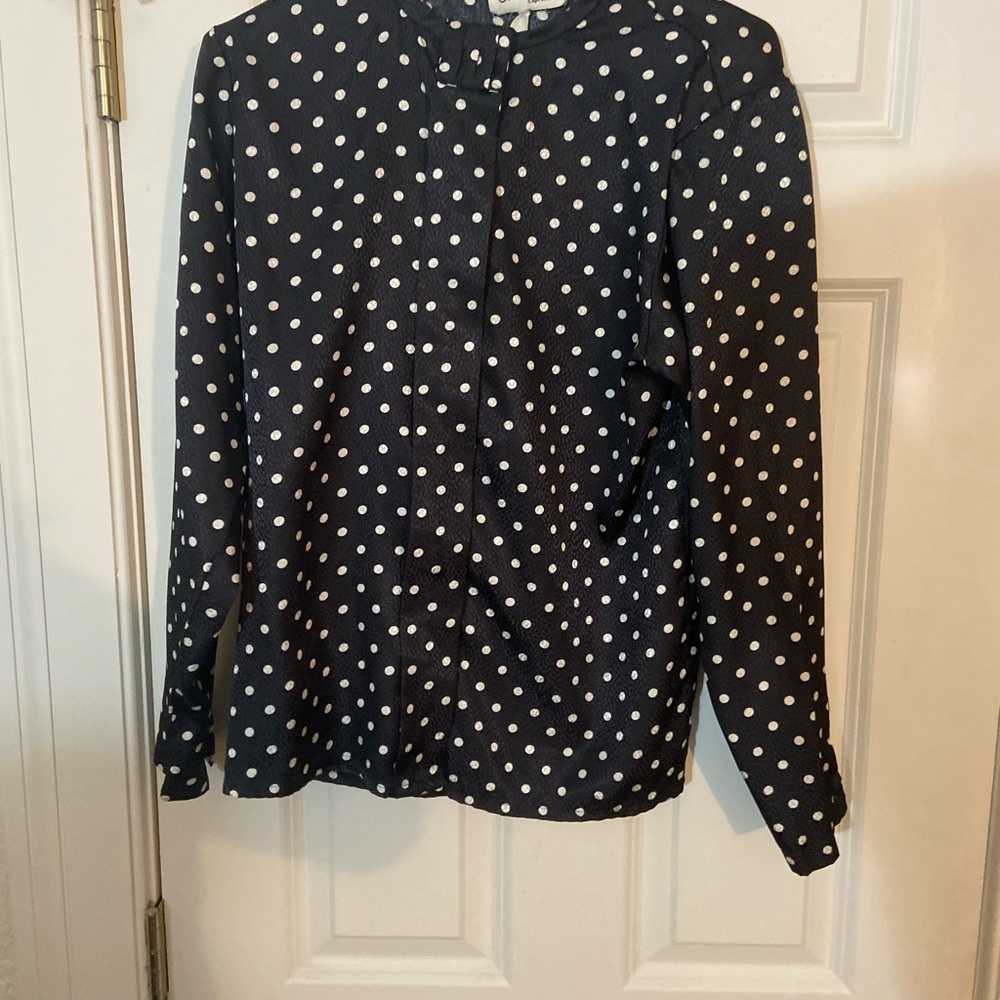 Oscar de la Renta Black and White Long Sleeve Button Down Shirt